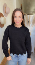 Load image into Gallery viewer, Beth’s Black Scalloped Sweater - Backwards Boutique 