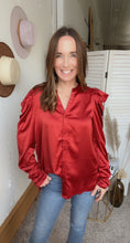 Load image into Gallery viewer, Carrie’s Crimson Blouse - Backwards Boutique 