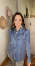 Load image into Gallery viewer, Emma&#39;s Ruffle Denim Top - Backwards Boutique 
