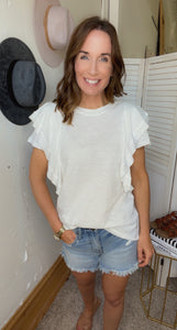 Out For a Good Time Ruffle Sleeve Top - Backwards Boutique 